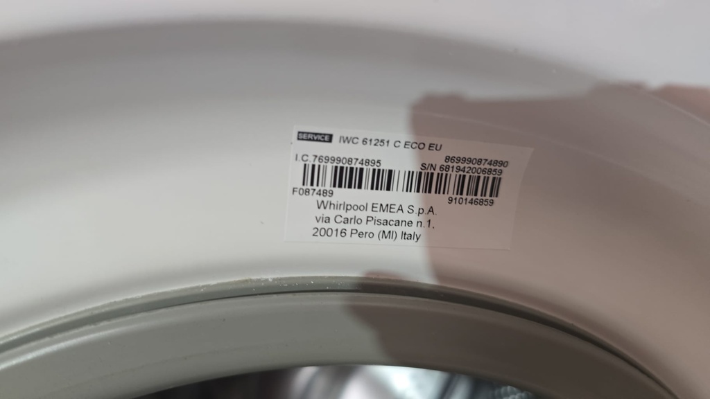 R0398699 LAVADORA 6 KG INDESIT BLANCA MOD. IWC6125 1200 RPM 