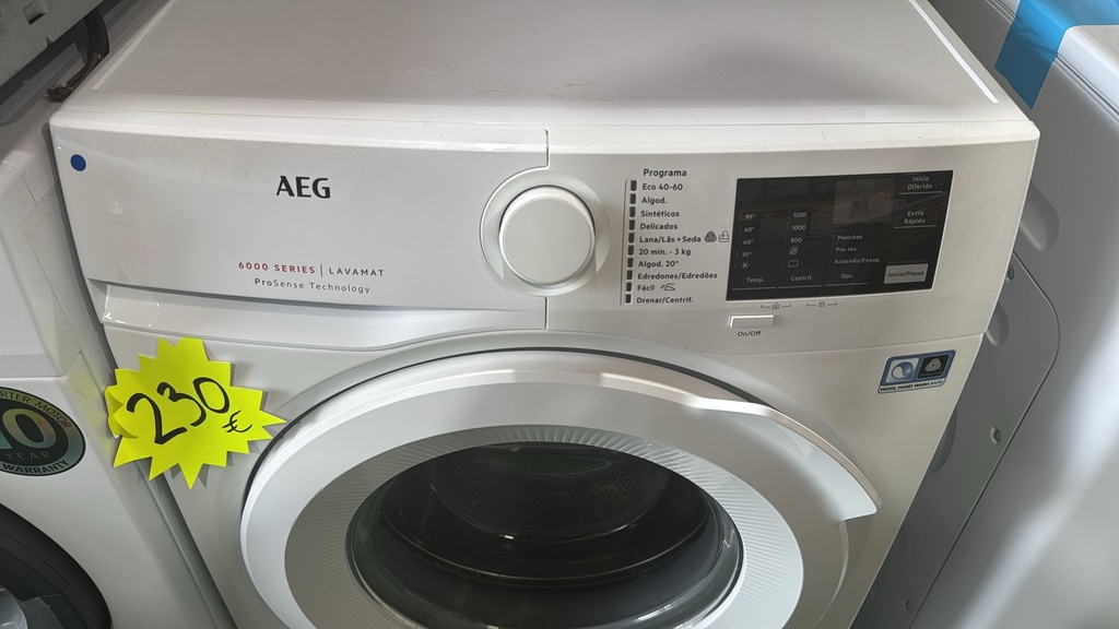 L6FBI821U LAVADORA 8 KG AEG 6000 SERIES LAVAMAT 1200 RPM BLANCA
