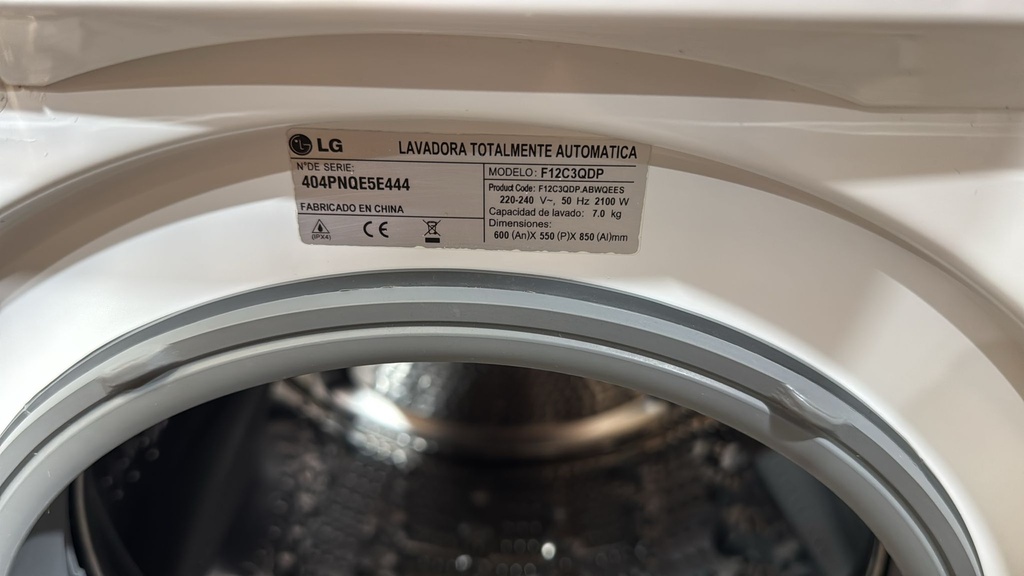F12C3QDP LAVADORA 7 KG LG INVERTER DIRECT DRIVE A++ 1000 RPM BLANCA