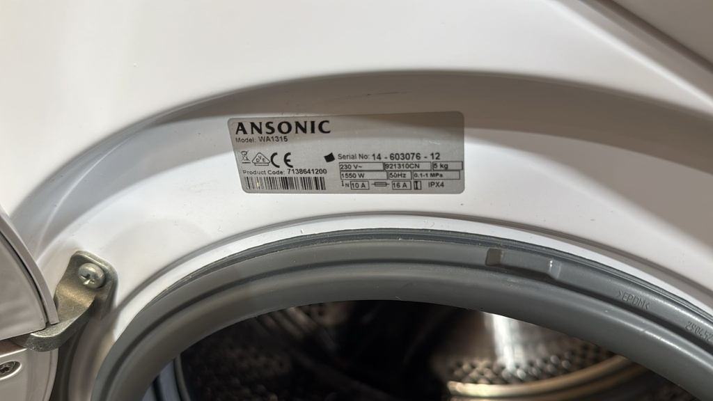 WA1315 LAVADORA 5 KG ANSONIC 1000 RPM BLANCA