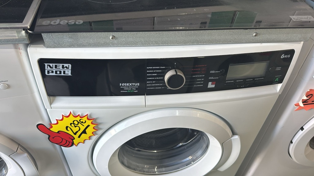 10SEXTUS LAVADORA 6 KG NEW POL SISTEMA ECOLOGIC A+ 1000 RPM BLANCA CON LAVADO SÚPER RÁPIDO