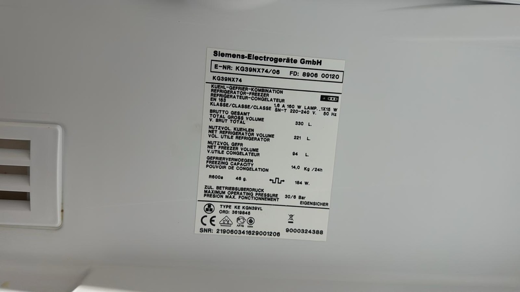 KG39NX74 FRIGORÍFICO COMBI 200X60 CM SIEMENS INOXIDABLE NO FROST