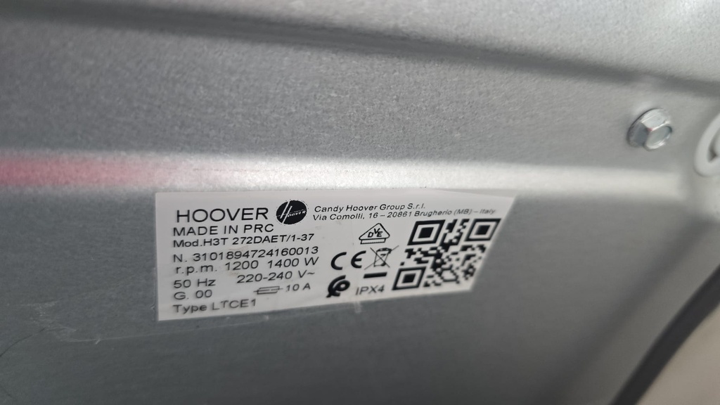 H3T272DAET LAVADORA 7 KG HOOVER CARGA SUPERIOR BLANCA