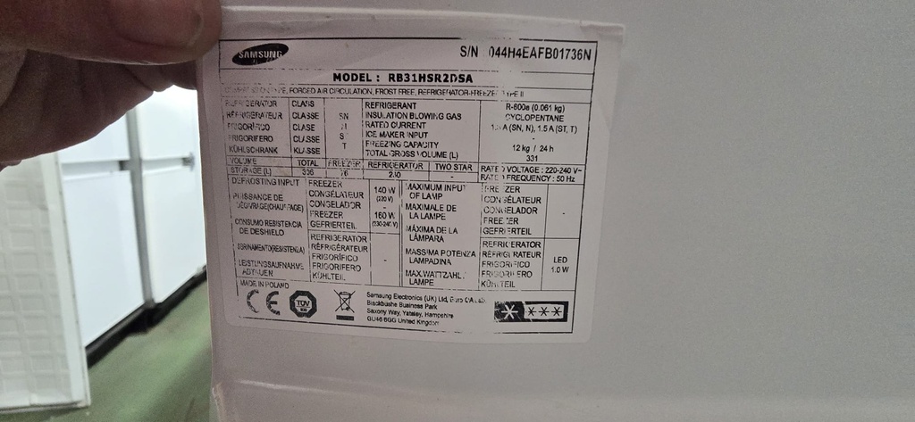 RB1HSR2DSA FRIGORIFICO COMBI 185X60 SAMSUNG ACERO INOX NO FROST