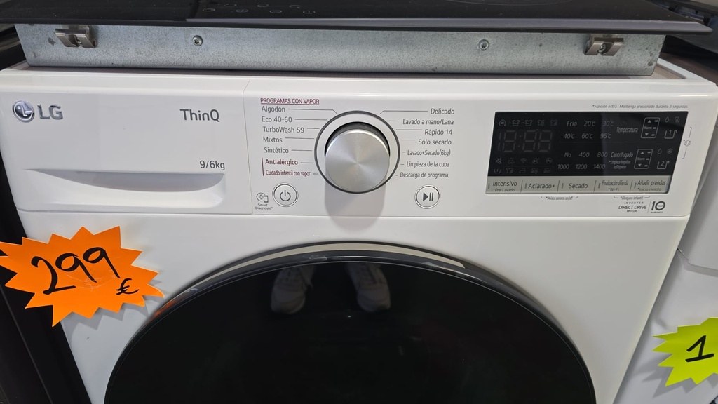 LAVADORA SECADOR 9/6 KG LG MOD. F4DV5509SMW