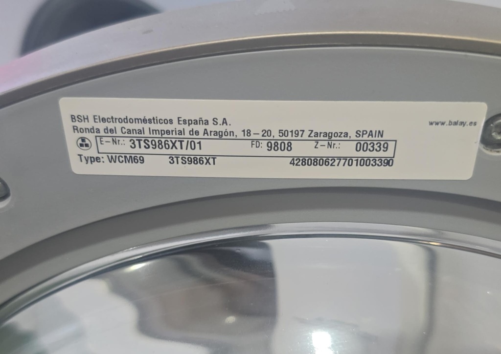 LAVADORA 8 KG BALAY ACERO EXTRASILENCE MOD. 3TS986XT