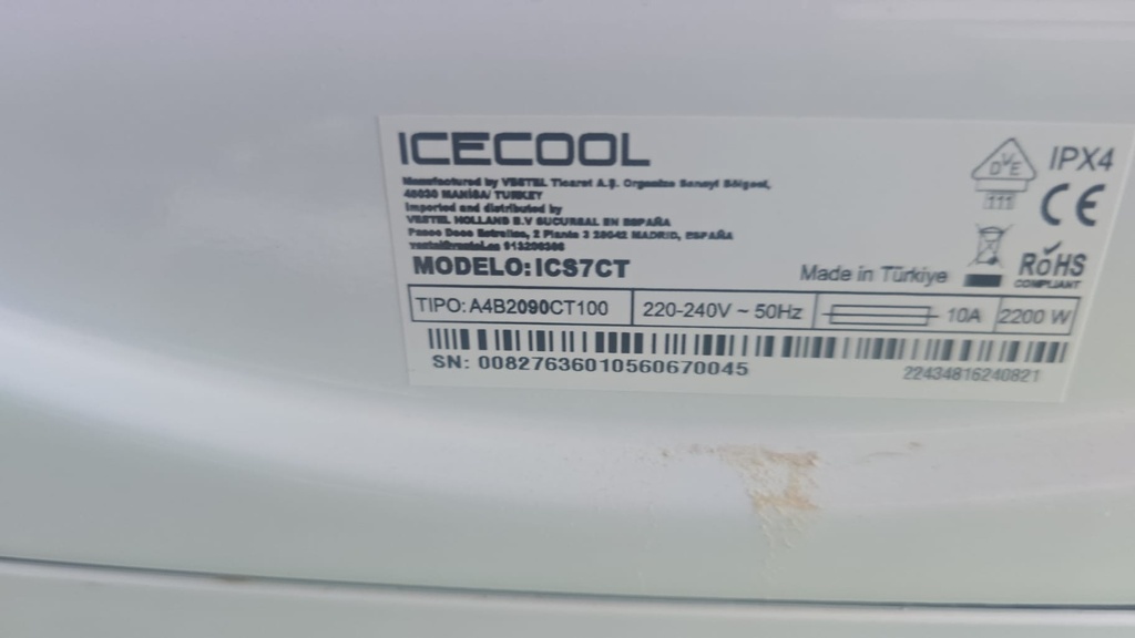 SECADORA 7 KG ICECOOL BLANCA MODELO ICS7CT