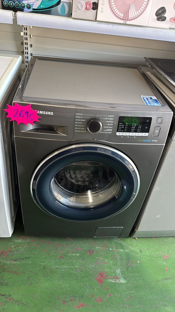 WW80J5555FX/E0 LAVADORA 8 KG SAMSUNG ECOBUBBLE 1400 RPM ACABADO ACERO OSCURO