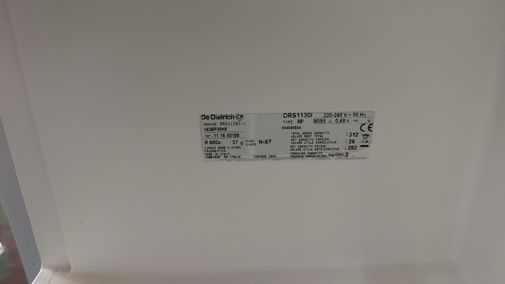 FRIGORIFICO VERTICAL 176X60 PANELABLE DE DIETRICH MOD. DRS1130I