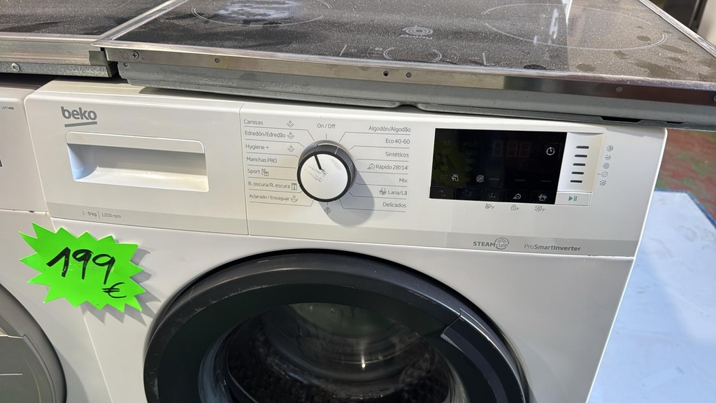 WRA9612XSWR LAVADORA 9 KG BEKO STEAMCURE PROSMARTINVERTER 1200 RPM BLANCA CON LAVADO RÁPIDO