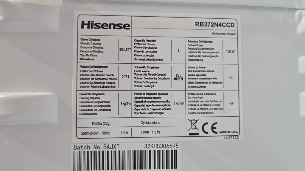 FRIGORIFICO COMBI 177X60 HISENSE ACERO INOX MOD. RB372N4CCD
