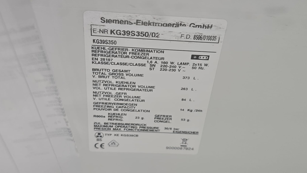 FRIGORIFICO COMBI 200X60 CM BALAY ACERO INOX MODELO KG39S350