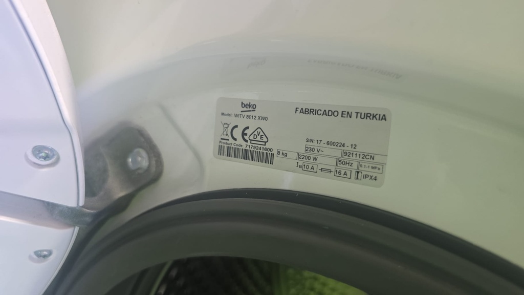 LAVADORA PANELABLE 8 KG BEKO A++ 1200RPM MOD. WITV8612XWO 