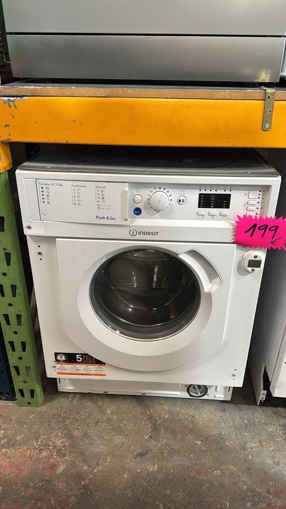 BIWMIL71252EUN LAVADORA PANELABLE 7 KG INDESIT PUSH & GO BLANCA